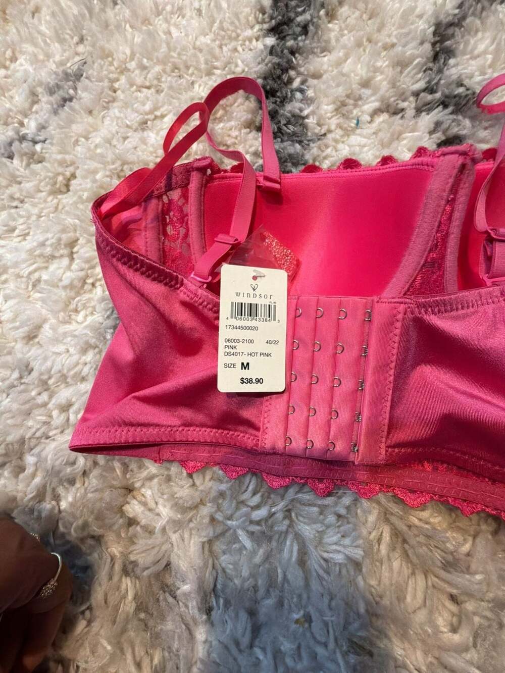 Windsor Hot Pink Rhinestone Lace Corset Bustier Crop Top - Picture 4 of 4